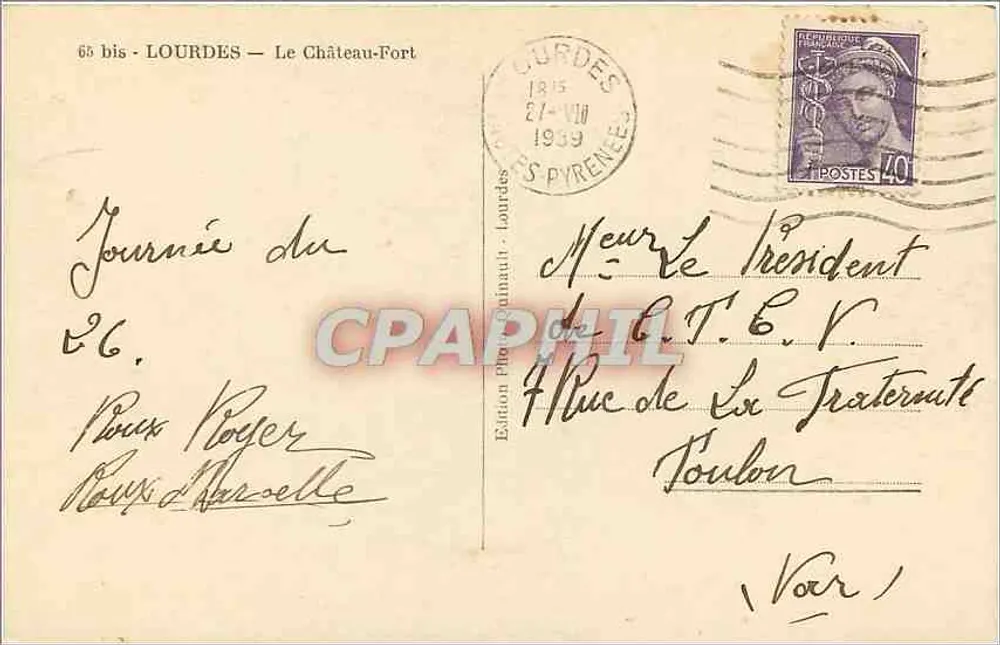 Lourdes — O Castelo-Forte — Édition Phoénaunt - Verso