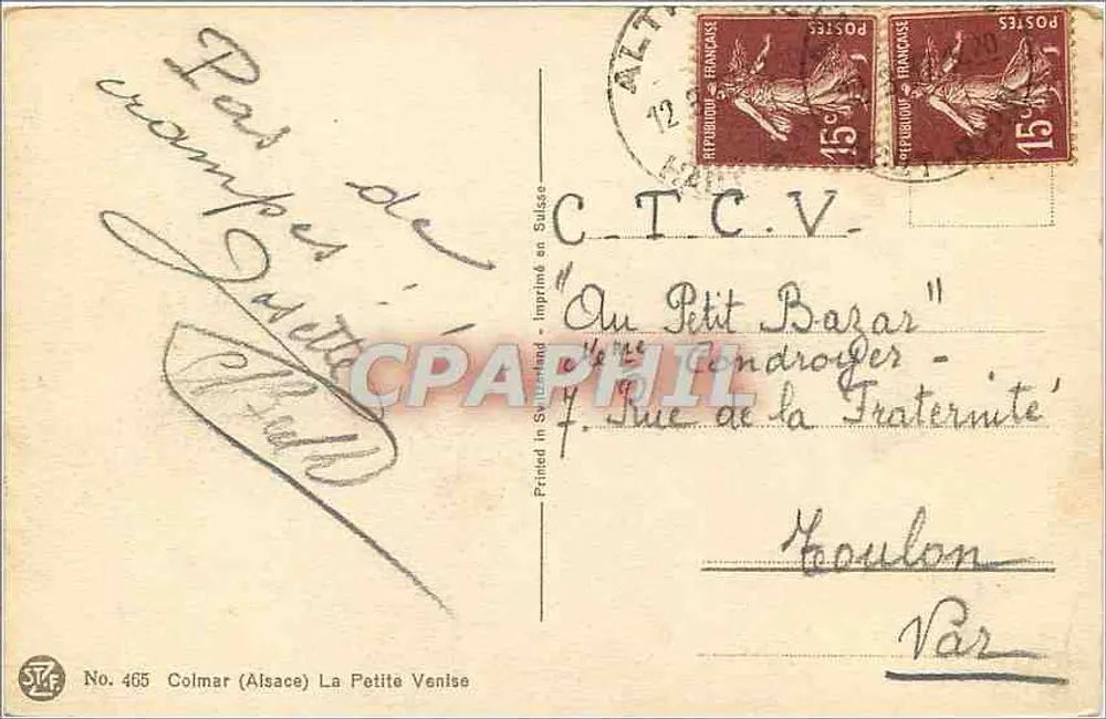कोलमार (एल्जास) ला पिटी वेनिस — पॉल मैन्नेस 1918 - पीछे