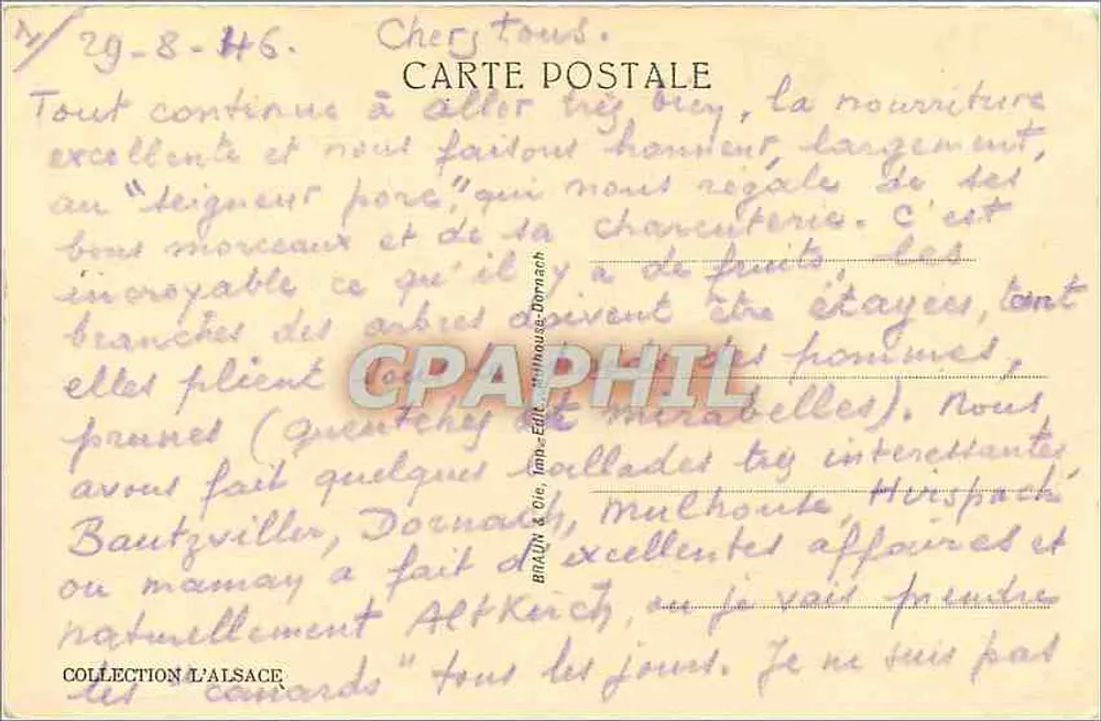 Alt-Kirch — vista da praça com torre — editor Alt-Kirch, n° 6173 - Verso