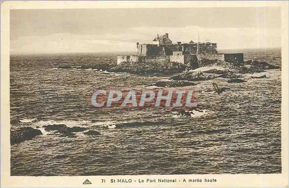 St MALO - Le Fort National - A marée haute - Recto