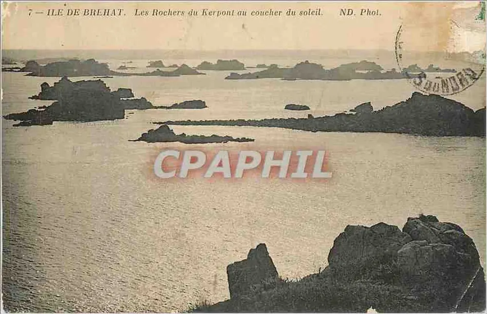 Insel Brehat — Die Kerpont-Felsen am Sonnenuntergang — ND. Fot. - Vorderseite
