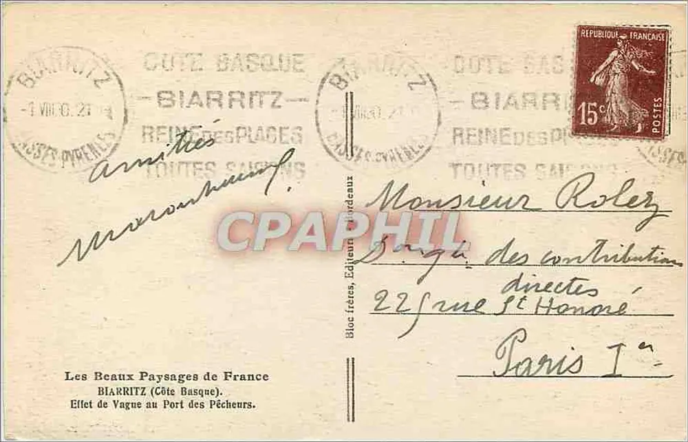 Vague au Port des Pêcheurs — Biarritz — Les Beaux Paysages de France - Verso