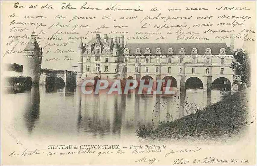 Zamek Chenonceaux — Façada Zachodnia — Mag. Paryż, Wyd. Fot. - Awers