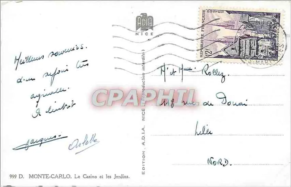 Monte-Carlo — Le Casino et les Jardins — Édition A.D.I.A. n°999 - Verso