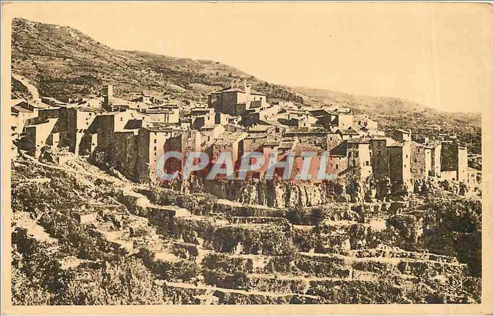 Tourette-sur-Loup — vista panorâmica do vilarejo encaixado — Edição E. Almayer, n°23 - Frente
