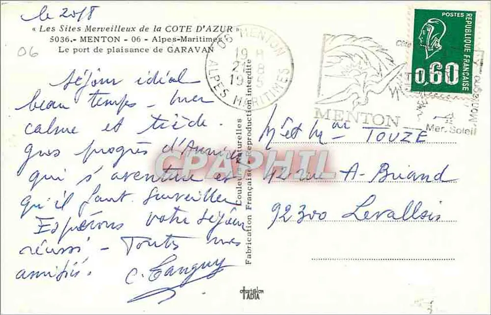 Le port de plaisance de Garavan — Menton — Éditions Tabla - Verso