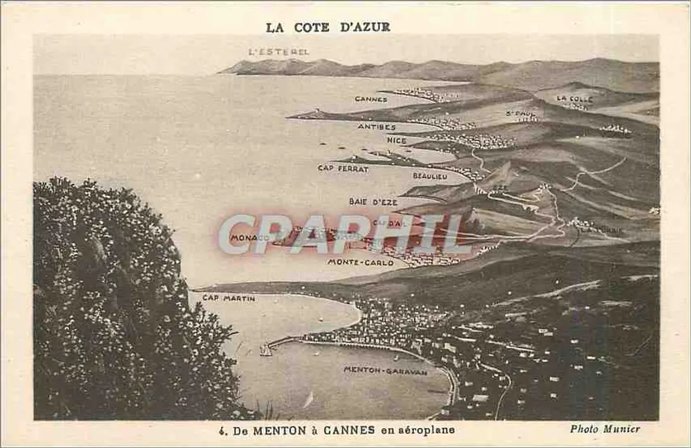 De Menton à Cannes en aéroplane — La Côte d'Azur — Photo Munier - Recto