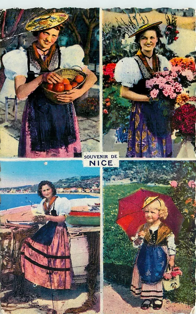 Pamiątka z Nicei — 4 sceny życia lokalnego — Wydawcy A.D.I.A. Nice, nr 10 - Awers