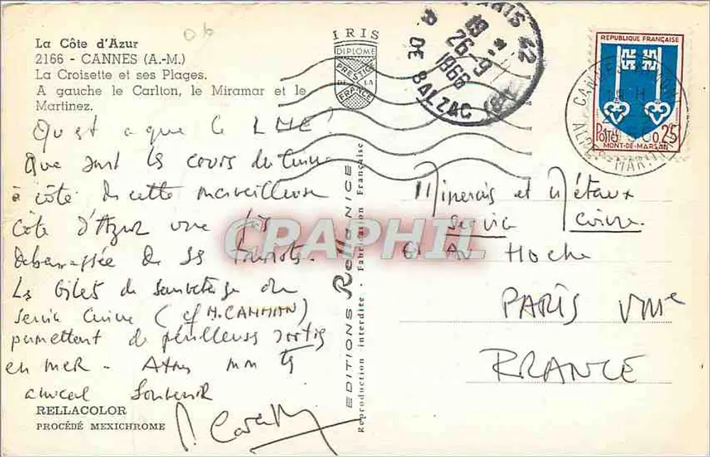 Cannes — Croisette et ses plages — Éditions Rellacolor - Verso