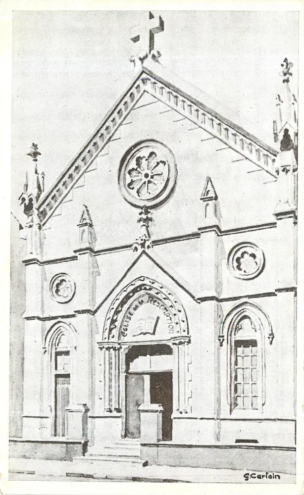 Reformierte Kirche Frankreichs — Tempel der Erlösung — Cannes, 7 Rue Notre-Dame — Zeichnung von G. Carlain - Vorderseite