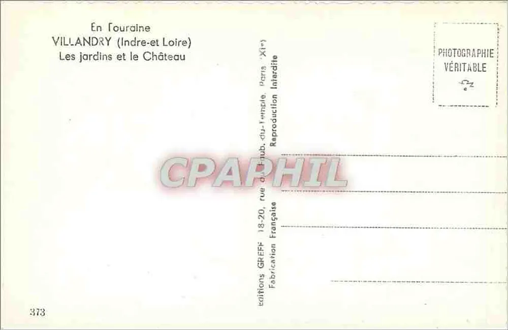 Villandry (Indre-et-Loire) — Die Gärten und das Schloss — Verlag GREFF - Rückseite