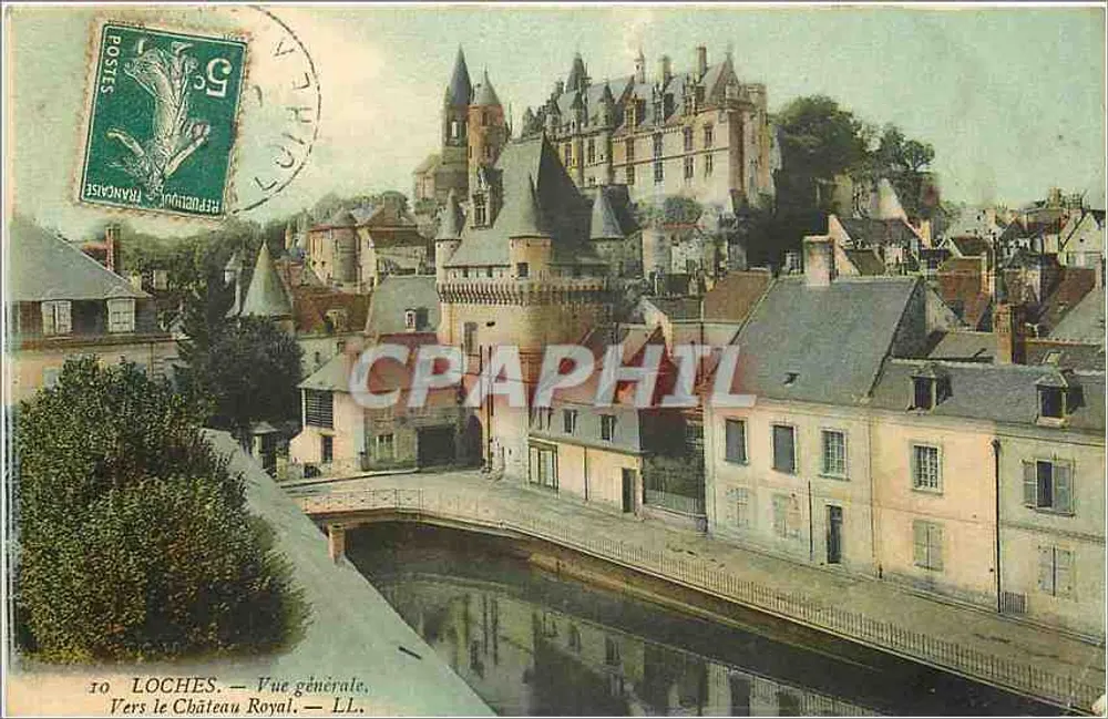 Loches — Vue générale. Vers le Château Royal — LL. - Recto