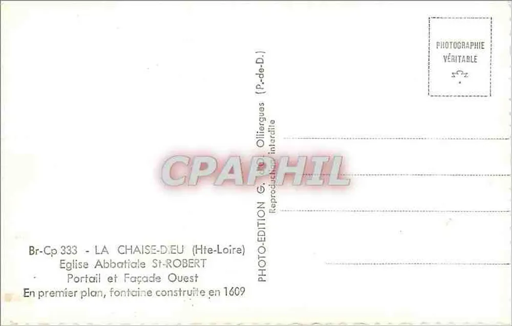 La Chaise-Dieu — Abteikirche Saint-Robert, Portal und Westfassade — Photophil Edition - Rückseite
