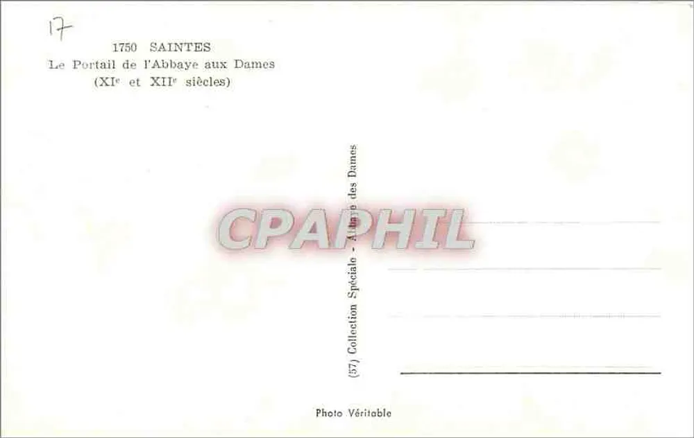 Saintes — El Portal de la Abadía de las Damas — Cap - Reverso