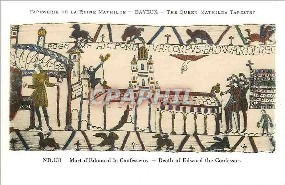 Tapisserie der Königin Mathilda — Bayeux — Die Tapisserie der Königin Mathilda — Tod des Eduard des Bekenntnis - Vorderseite