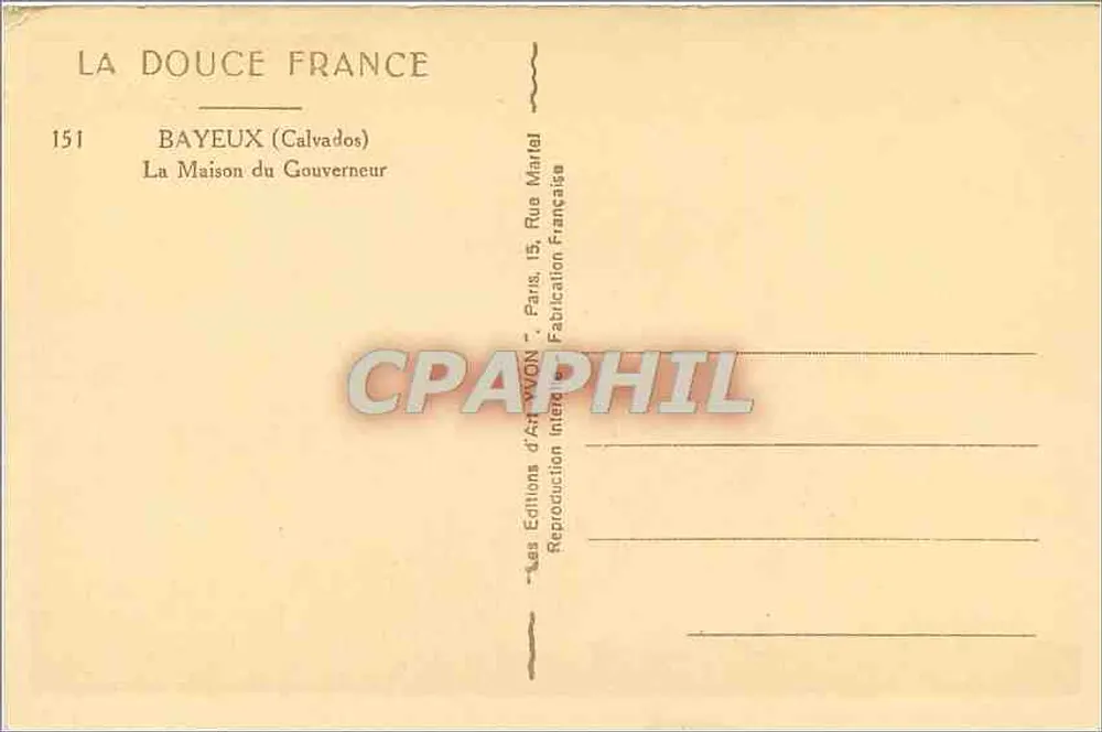 Bayeux — La Maison du Gouverneur — Éditions d'Art-WON - Verso