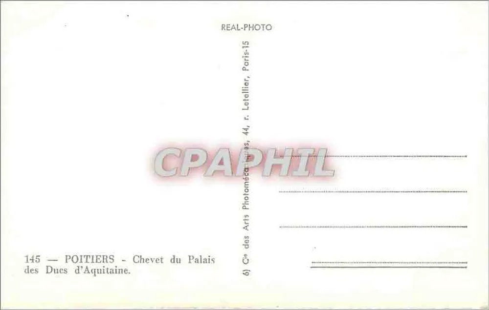 Poitiers — Chevet du Palais des Ducs d'Aquitaine — Cie des Arts Photographiques, Paris - Verso