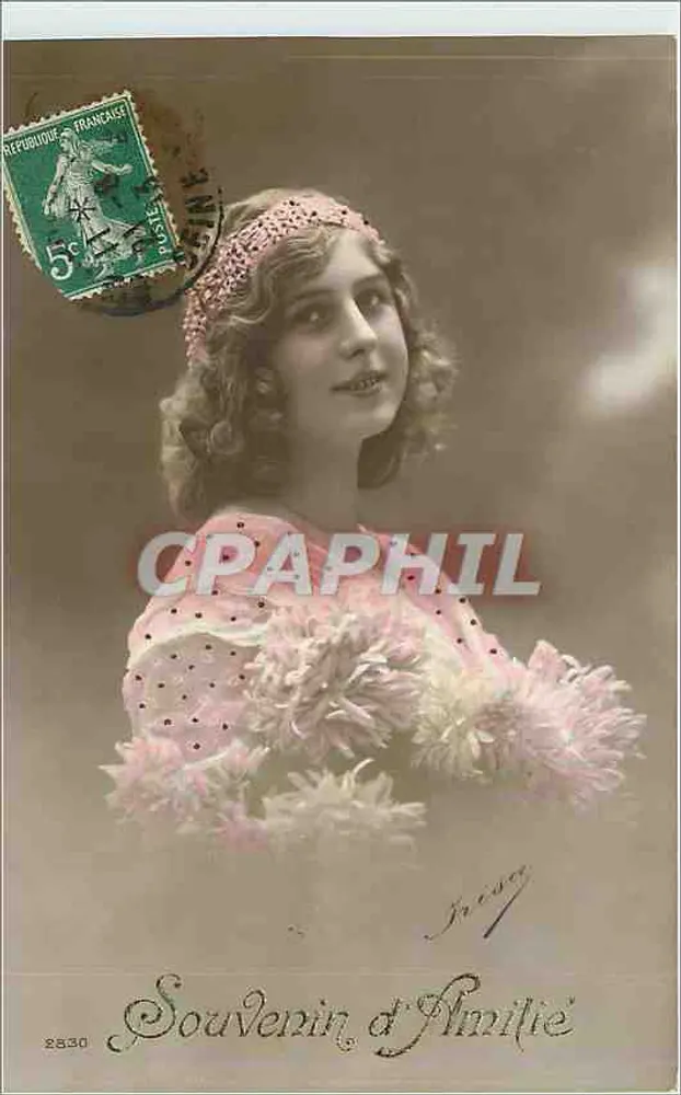 Junge Frau in einem rosa Kleid — Souvenir d'Amitié — Serie 2830 - Vorderseite