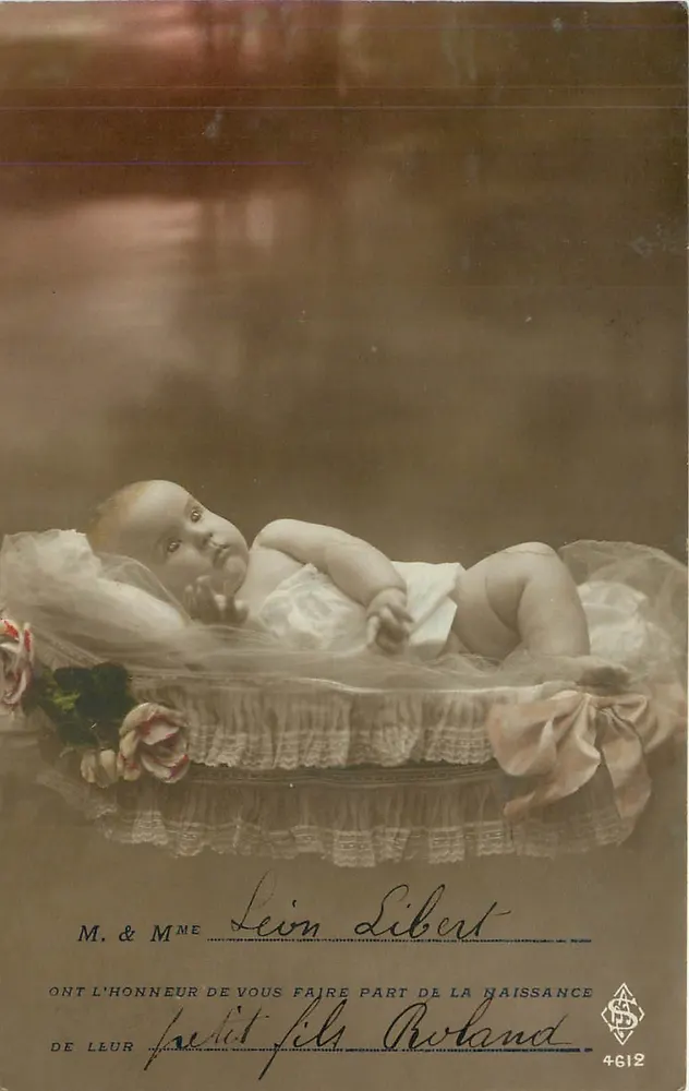 Nascimento de um filho — M. & Mme Léon Libert — editor S.T. n° 4612 - Frente