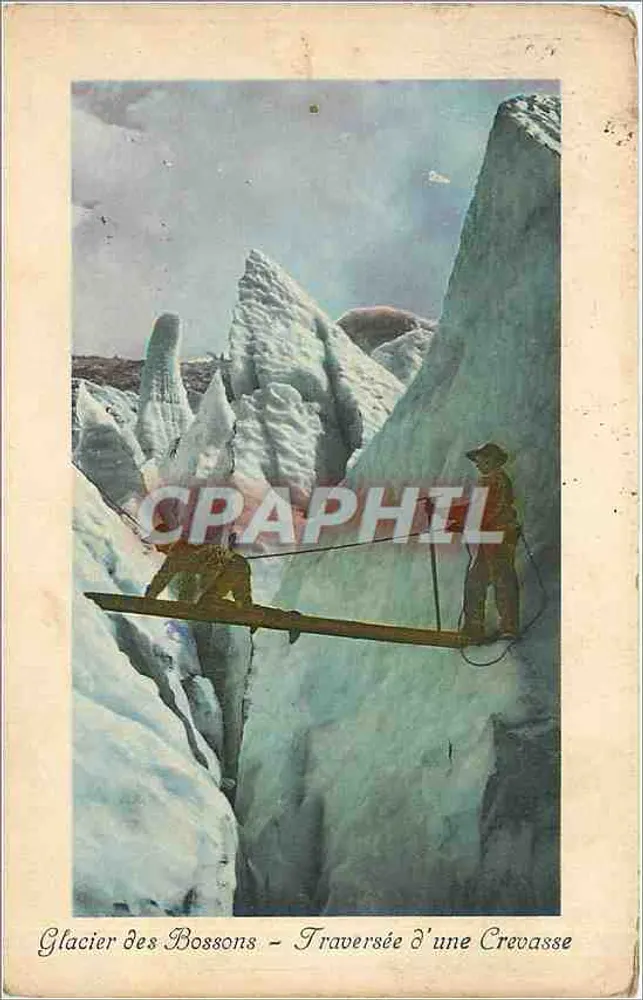Glacier des Bossons - Traversée d'une Crevasse — Charnaux frères & Co., Genève - Recto