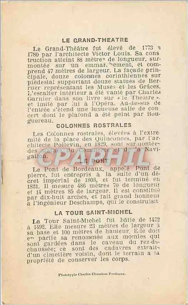 Monuments de Bordeaux — Notices sur les monuments - Verso