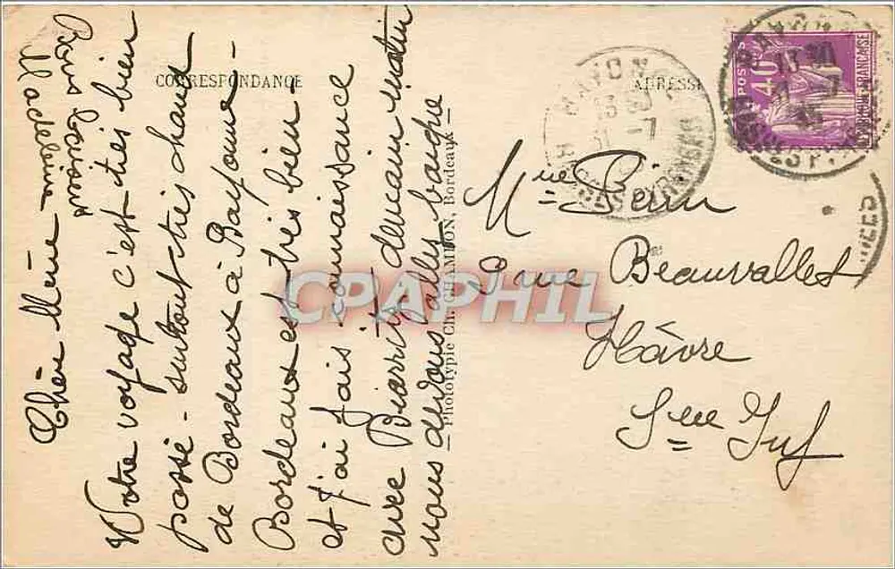 Bordeaux — Monument des Girondins, Groupe Sud — C.B. - Verso