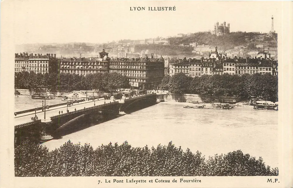 Lyon — Vue du Pont Lafayette et Coteau de Fourvière — Lyon Illustré, n°7 - Recto