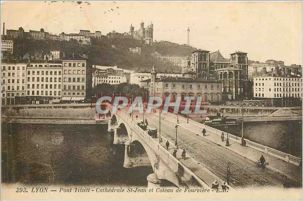 LYON — Pont Tilsitt, Kathedrale Saint-Jean und Coteau de Fourvière — E.I.I. - Vorderseite