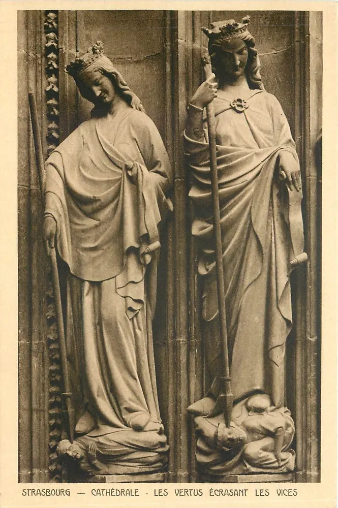 Strasbourg - Cathédrale - Les Vertus Écrasant les Vices - Recto