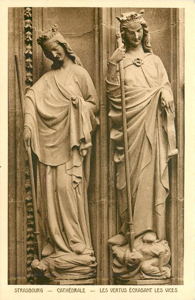 Strasbourg — Cathédrale — Les Vertus Écrasant les Vices - Recto