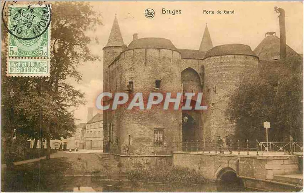 Bruges — Brama Gandzka — Wyd. Nels, Bruksela, seria nr 18 - Awers