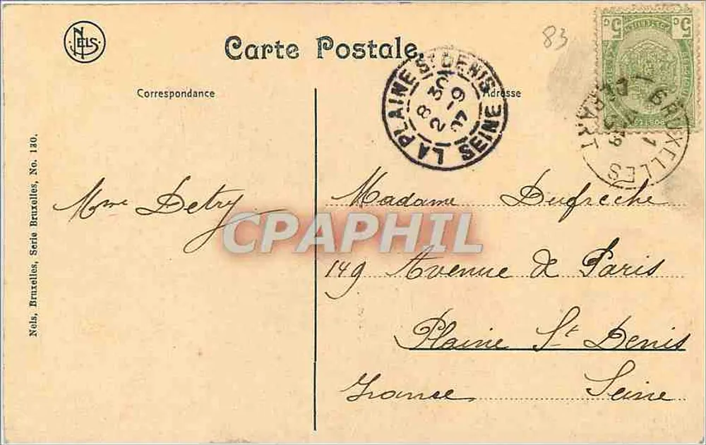 Bruxelas — Igreja de Santa Gudule — Nels, Bruxelas, Série No. 130 - Verso