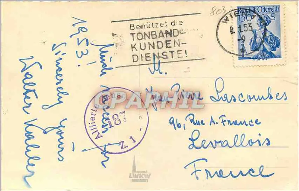 Sac de pièces de monnaie — 1000 — décoré de branches de sapin — texte : Glück und Erfolg im neuen Jahr - Verso