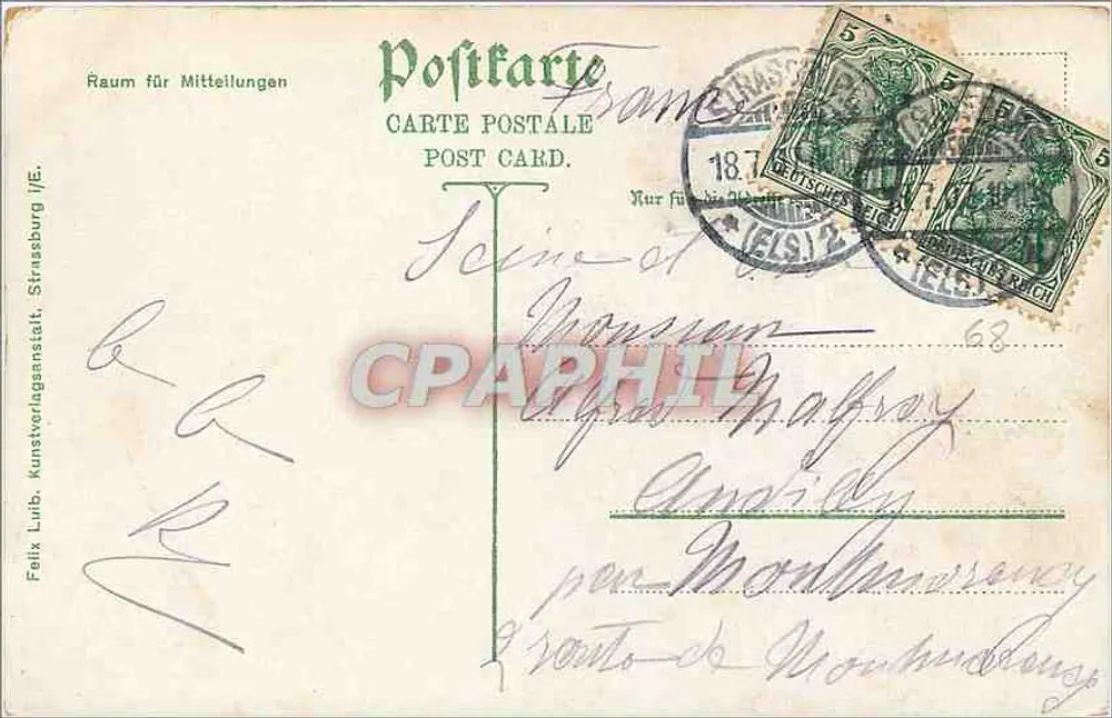 Strasbourg / Pont du chemin de fer près Kehl — éditeur inconnu, n° 2320 - Verso