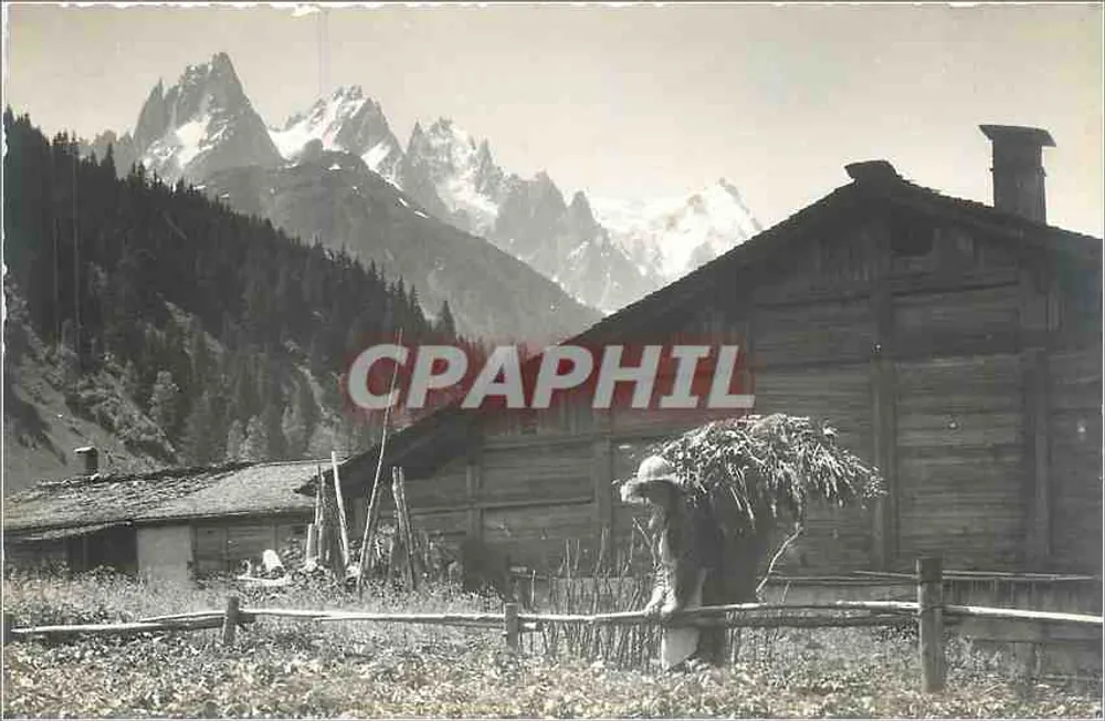 Paisagem alpina — pastor com fagote diante de uma cabana — CI. Tairraz - Frente