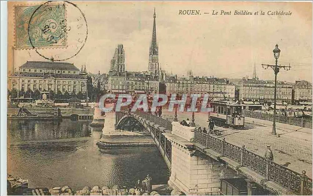 Rouen — Le Pont Boildieu et la Cathédrale — Éditeur non identifié, n° de série non visible - Recto