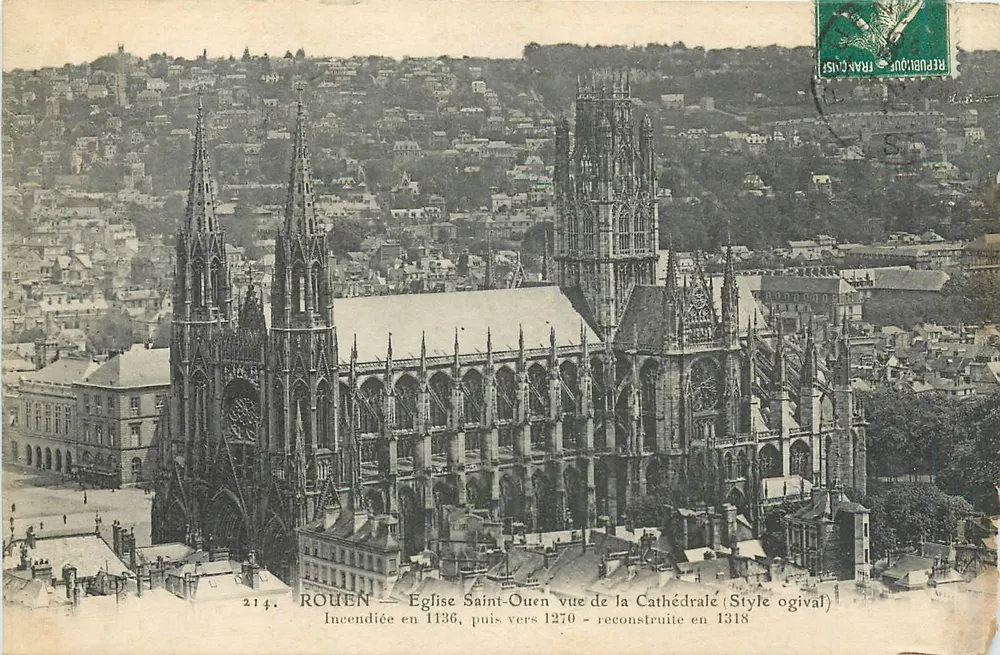 Rouen — Kirche Saint-Ouen von der Kathedrale aus gesehen (Gotikstil) - Vorderseite