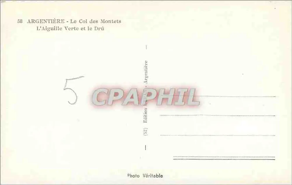 Argentière - Le Col des Montets — L'Aiguille Verte und der Drû — Édition Argentière - Rückseite