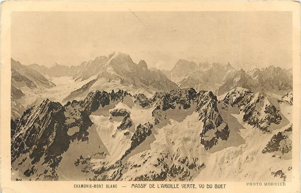 Chamonix-Mont Blanc — Massif de l'Aiguille Verte, vu du Buêt — Photo Monnier - Recto