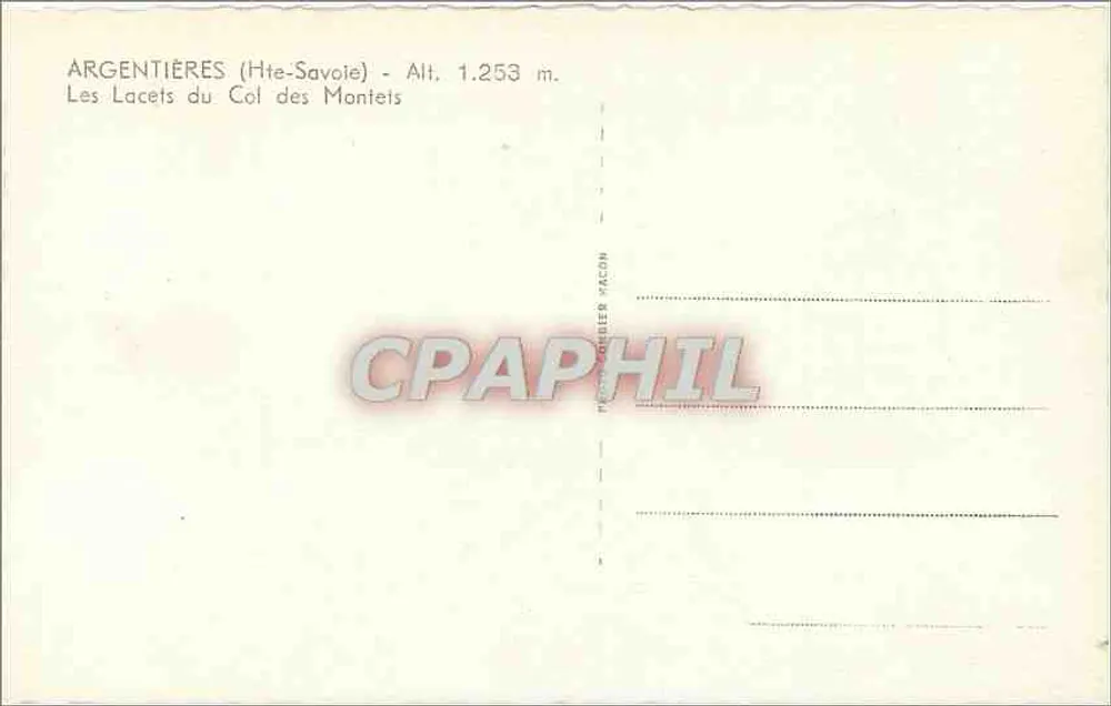 Argentières (Haute-Savoie) — Die Kurven des Montets-Passes — Verlag Poste Courrier Facon - Rückseite