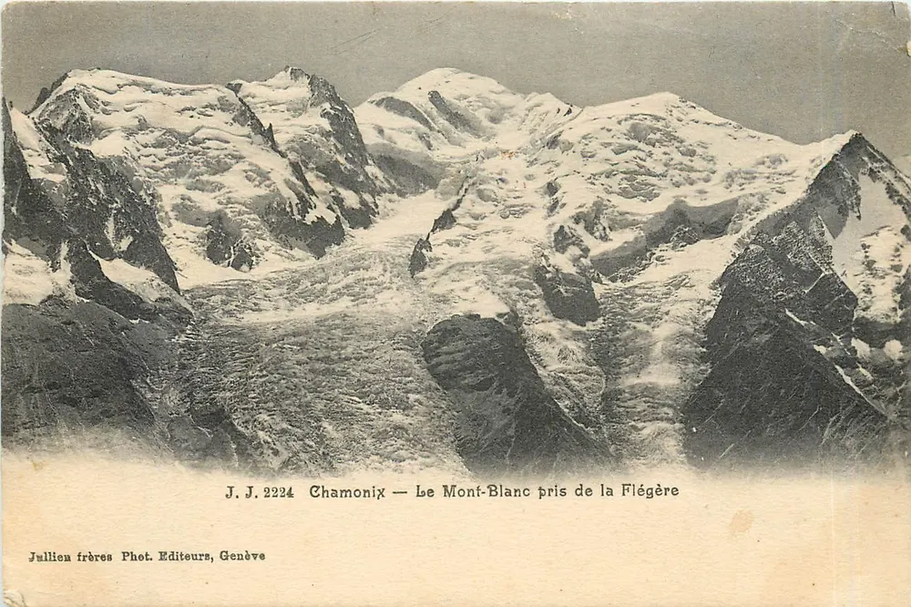 Chamonix — Le Mont-Blanc pris de la Flégère — Jullien frères Phot. Editeurs, Genève, n° J.J. 2224 - Recto