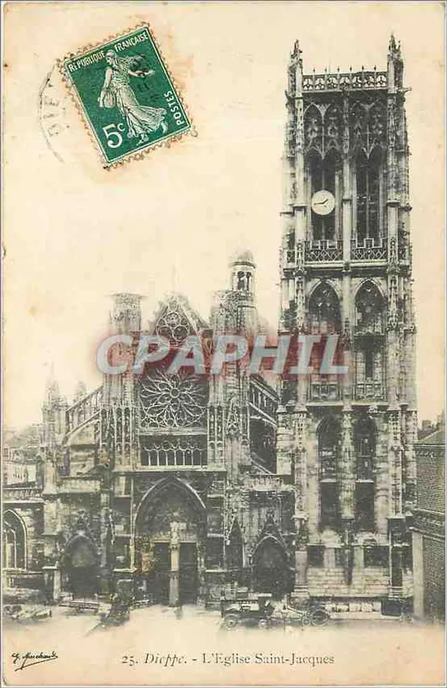 Dieppe - A Igreja de São Jacó — editor F. Marchand, n°25 - Frente