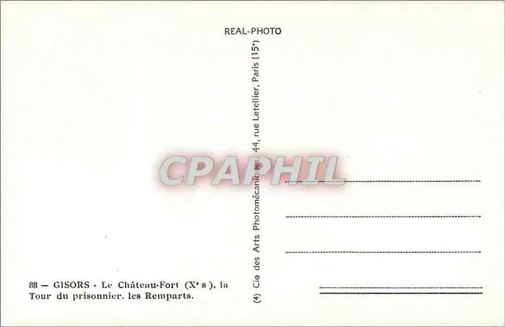 Gisors — Das Burgschloss (10. Jh.), die Gefängnisturm, die Mauern — Cie des Arts Photomécaniques, Paris - Rückseite