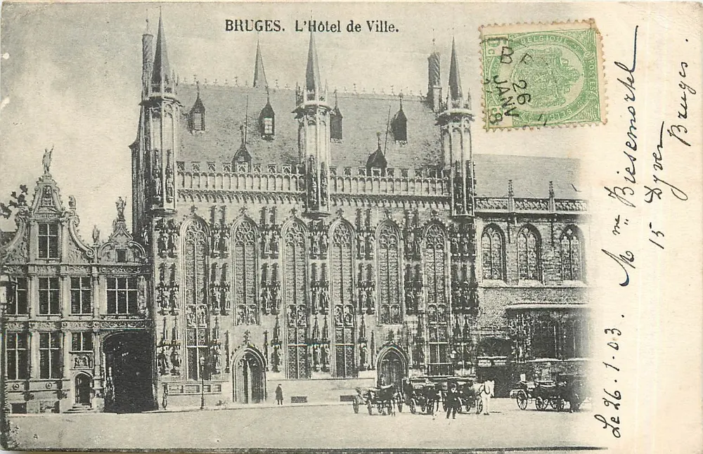 Bruges. Het Stadhuis. — Uitgever niet geïdentificeerd, serie-nummer niet zichtbaar. - Voorkant