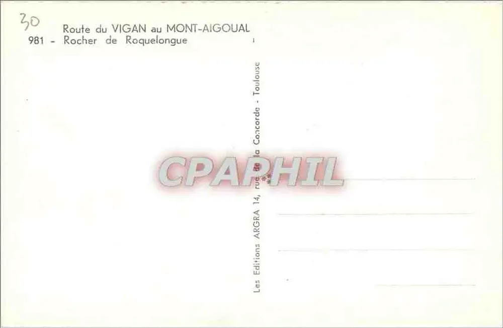 Rocher de Roquelongue — Route vom Vigan zum Mont-Aigoual — Éditions ARGRA - Rückseite