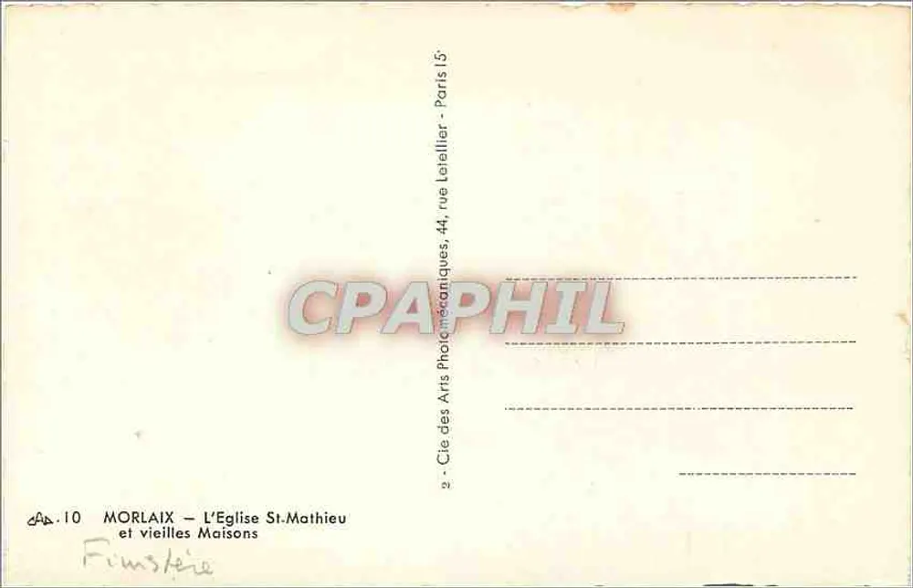 Morlaix — A Igreja de São Mateus e antigas casas — Cité des Arts Photographiques, 44, rue Latellier, Paris - Verso