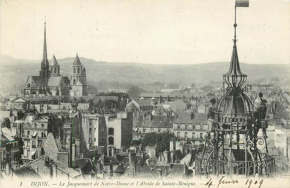 Dijon — Der Jacquemart von Notre-Dame und das Apse von Sainte-Bénigne — A. Juni 1909 - Vorderseite