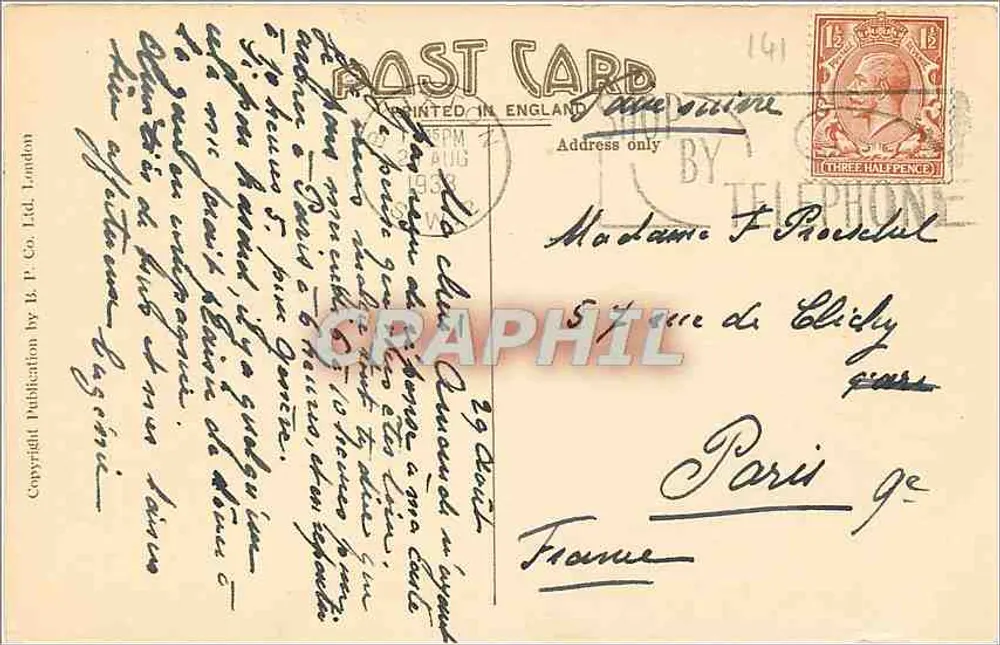Embankment und Cecil- und Savoy-Hotels — London — Verlag von B. P. Co. Ltd. n° 27882 - Rückseite