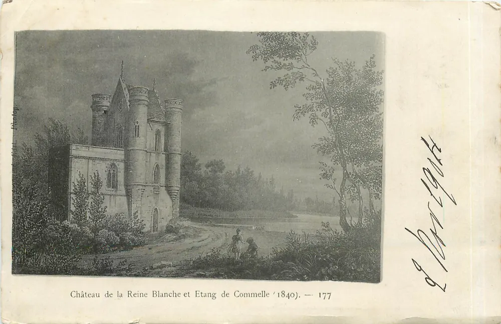 Château de la Reine Blanche et Etang de Commelle — 1840 — édition 177 - Recto