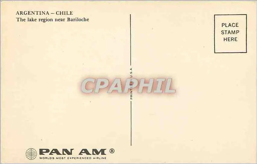 See und schneebedeckte Berge — Seenregion bei Bariloche — Pan Am - Rückseite